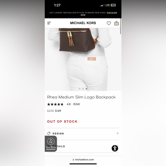 Michael Kors Rhea Medium Slim Logo Backpack - Picture 3 of 16